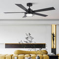 Ceiling Fans with Lights and Remote – Modern Low Profile Fandelier Ceiling Fan with Light for Bedroom & Outdoor Patio,Black 52 Inch DC Motor