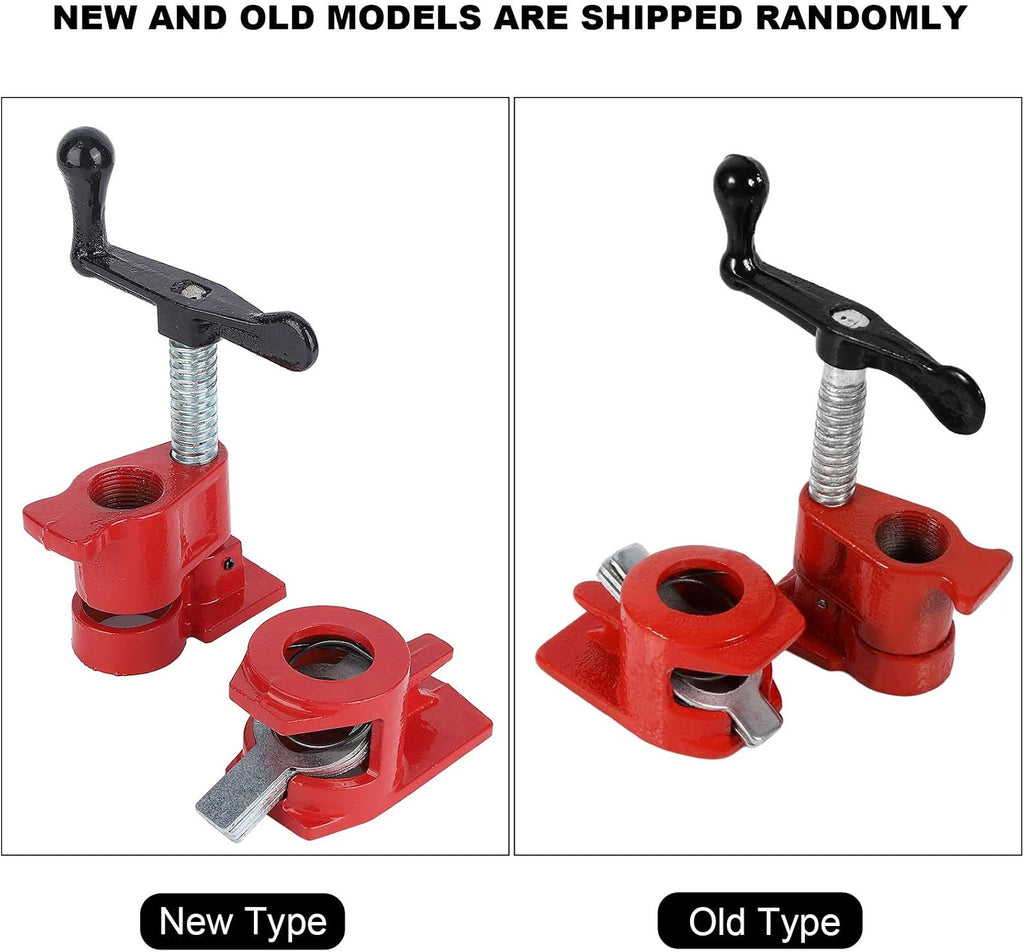 4PCS Woodworking Clamp Set, 3/4 inch Wood Gluing Pipe Clamp Set with Large Feet & Ergonomic Handle, for Woodworking Workbench