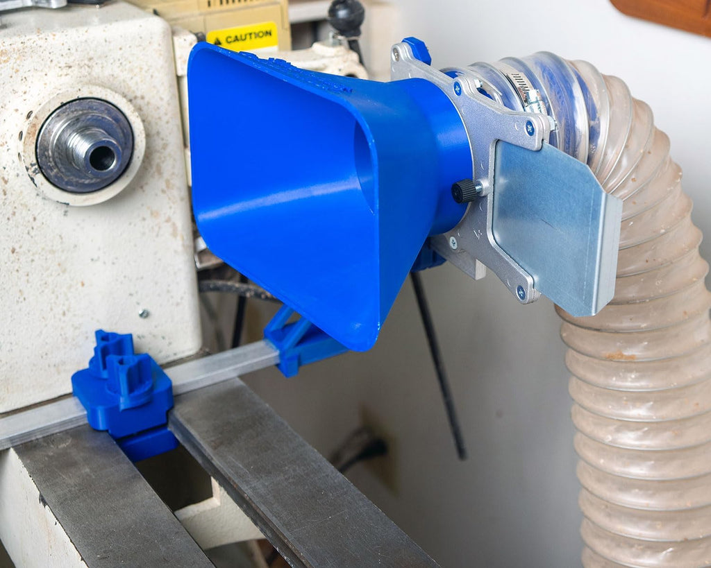 Simple Dust Collection System for Split-Bed Wood Lathe (Fits 4' Tubing, Powermatic 3520 C Lathe)