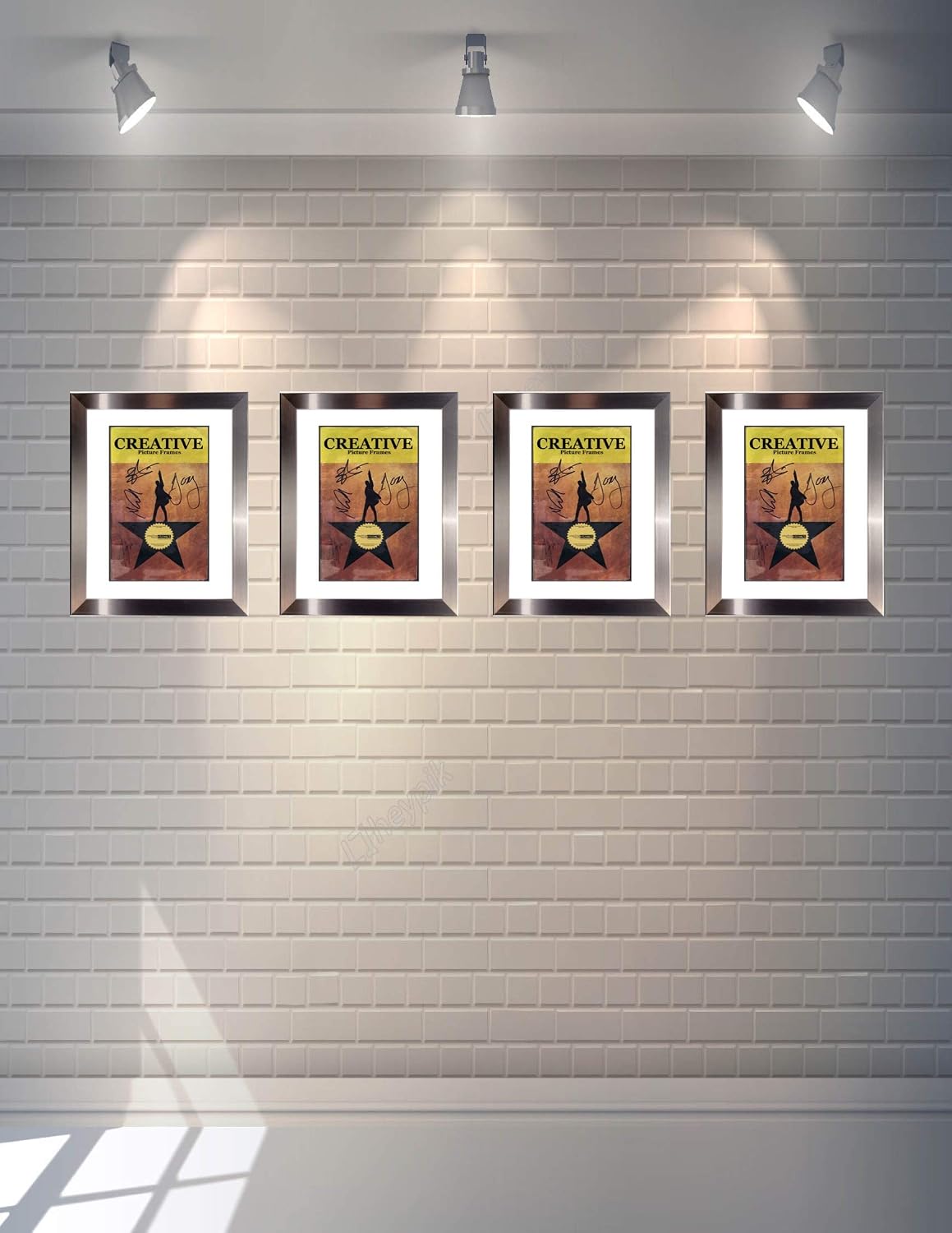 Creative Picture Frames [4pk8.5x11ss-w Stainless Steel Theatre Frame with White Matting to Holds 5.5x8.5-inch Media with Installed Hanger and Stand (Theatre Bill Not Included Pack of 4)