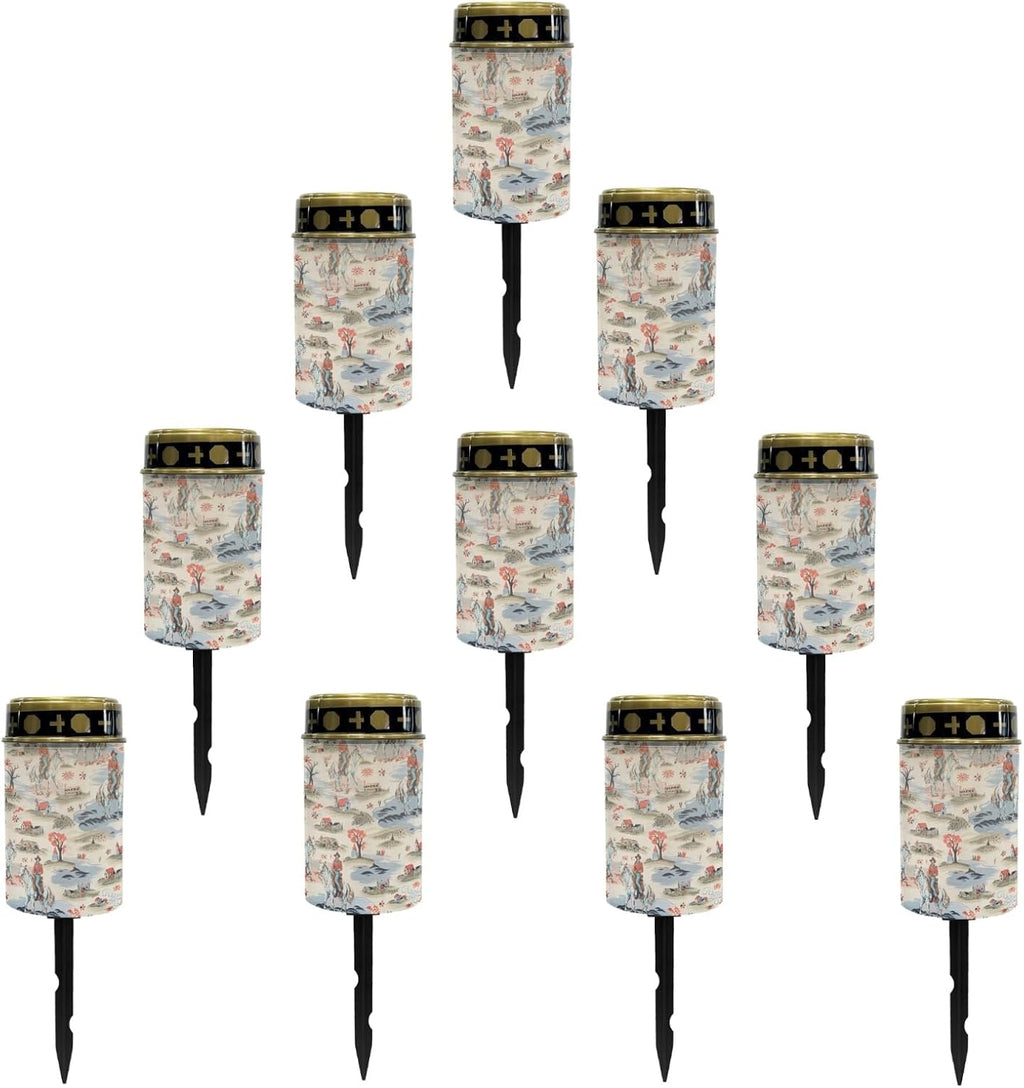 Western Cowboy Horse Garden Stake Solar Lights Outdoor Pathway Lights for Yard Patio,Horse Solar Walkway Lights,Flameless Landscape Lighting,Solar Lantern for Home Path