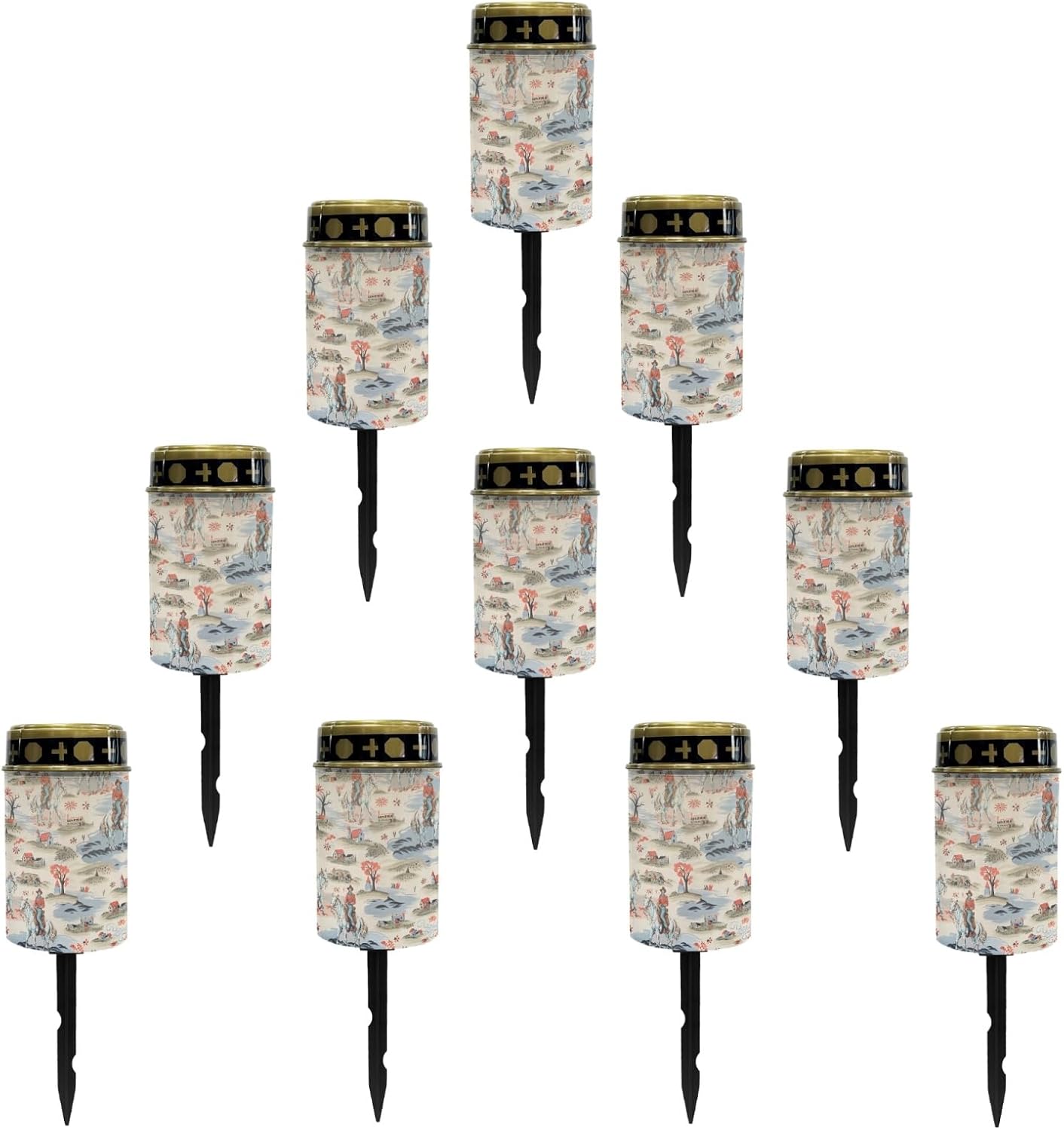 Western Cowboy Horse Garden Stake Solar Lights Outdoor Pathway Lights for Yard Patio,Horse Solar Walkway Lights,Flameless Landscape Lighting,Solar Lantern for Home Path