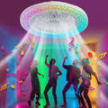 24 Inch Led Enclosed Ceiling Fans with Lights, Rgb Bladeless Modern Ceiling Fan Low Profile for Living Room (24 Inch)