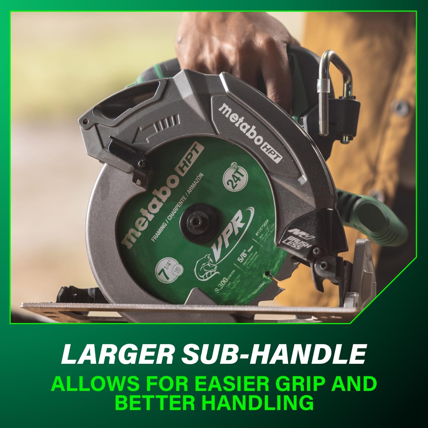 Metabo HPT 36V MultiVolt 7-1/4' Circular Saw, Torque Boost Technology, High Power and Torque, Visible Cutting Depth Indicator, Lightweight Aluminum Base Plate, Tool Body Only, C3607DBQ4