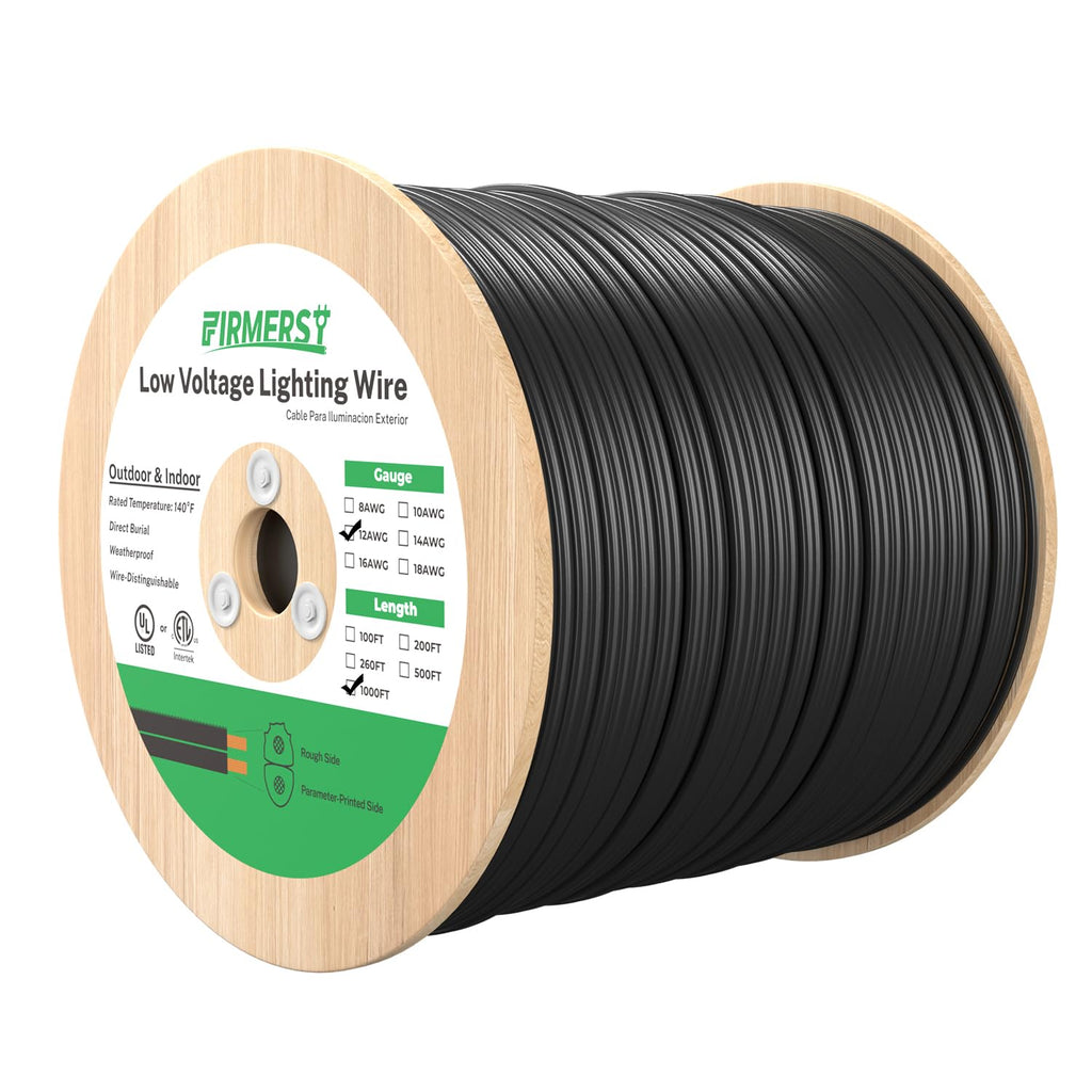 FIRMERST 12/2 Low Voltage Wire Outdoor Landscape Lighting Cable 1000 Feet