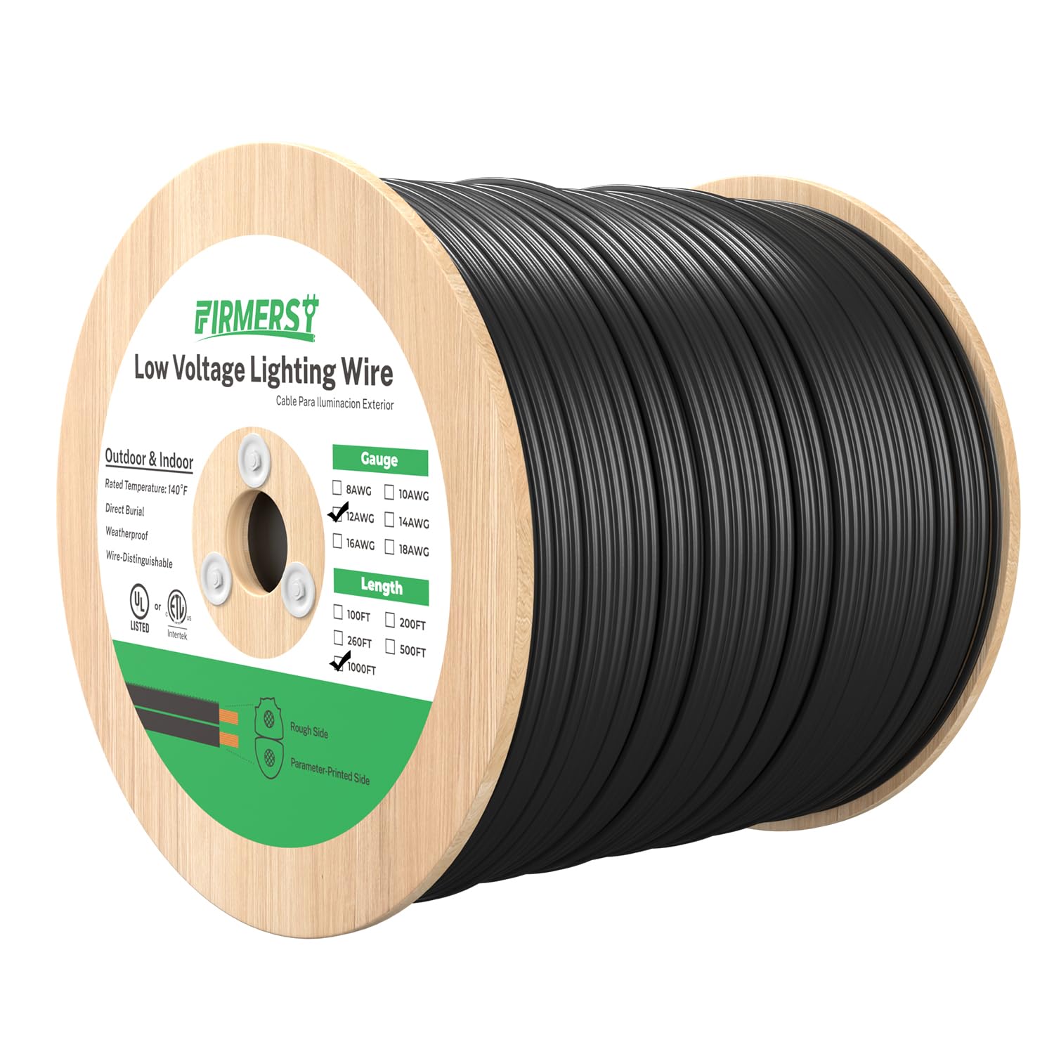 FIRMERST 12/2 Low Voltage Wire Outdoor Landscape Lighting Cable 1000 Feet