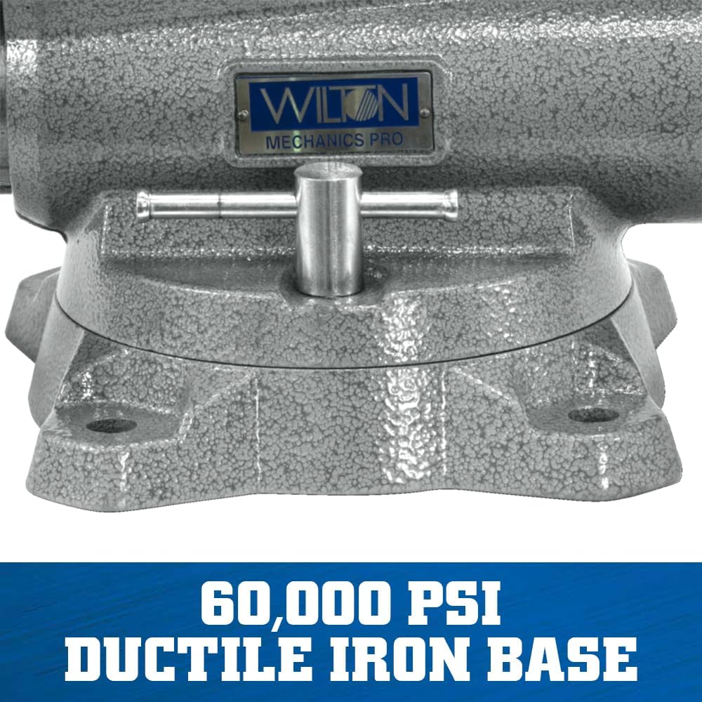 Wilton Mechanics Pro Bench Vise, 10' Jaw (Width-12', Opening-5-1/4') Throat (Model 8100M), Gray