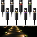 LEONLITE 8-Pack RGB Low Voltage Path Lights, 5W LED Pathway Lights, Unique Light Pattern, Outdoor Landscape Lighting for Driveway, Garden, 12-24V AC/DC, IP65, 3000K Warm White, Black, Aluminum