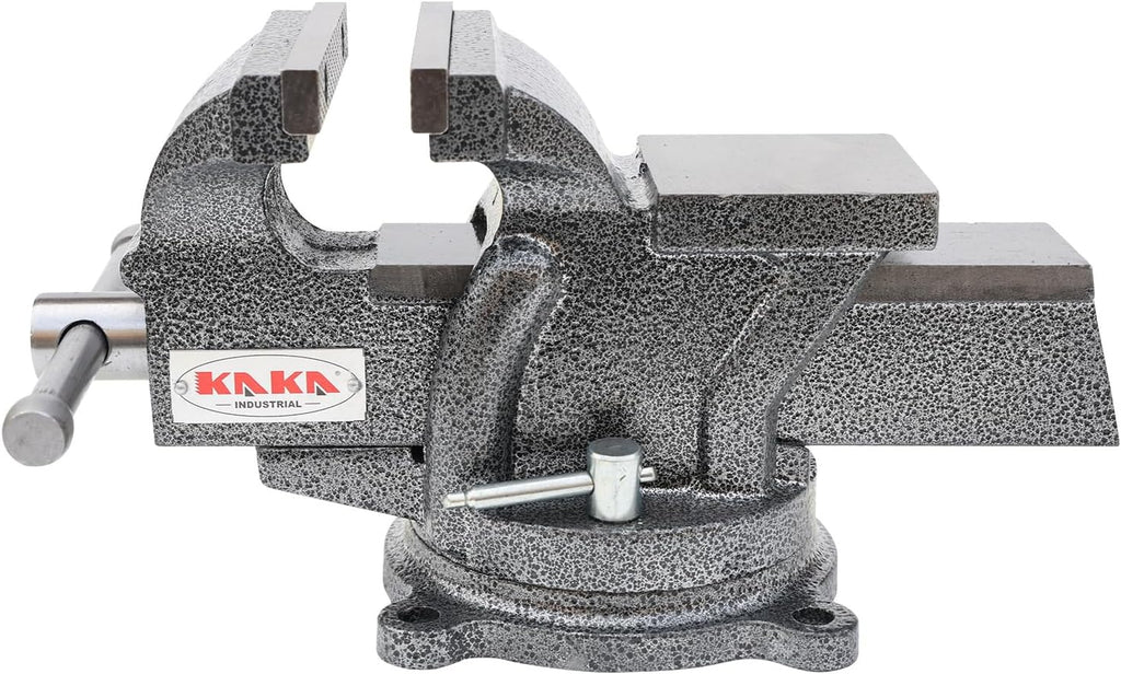 KAKA INDUSTRIAL Bench Vises 4 Inch Jaw Width, 4 Inch Jaw Opening Homeowner's Vise, Swivel Base Heavy Duty, for Drilling, Pipe Cutting, Woodworking HPS-100
