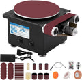 MXBAOHENG Mini Belt Disc Sander 6-Inch Sanding Disc and 1.2 x 15-Inch Sanding Belts for Wood Metal Stone Grinding, Small Spindle Sander Machine for Curve Grinding, with Chuck & Flexible Shaft