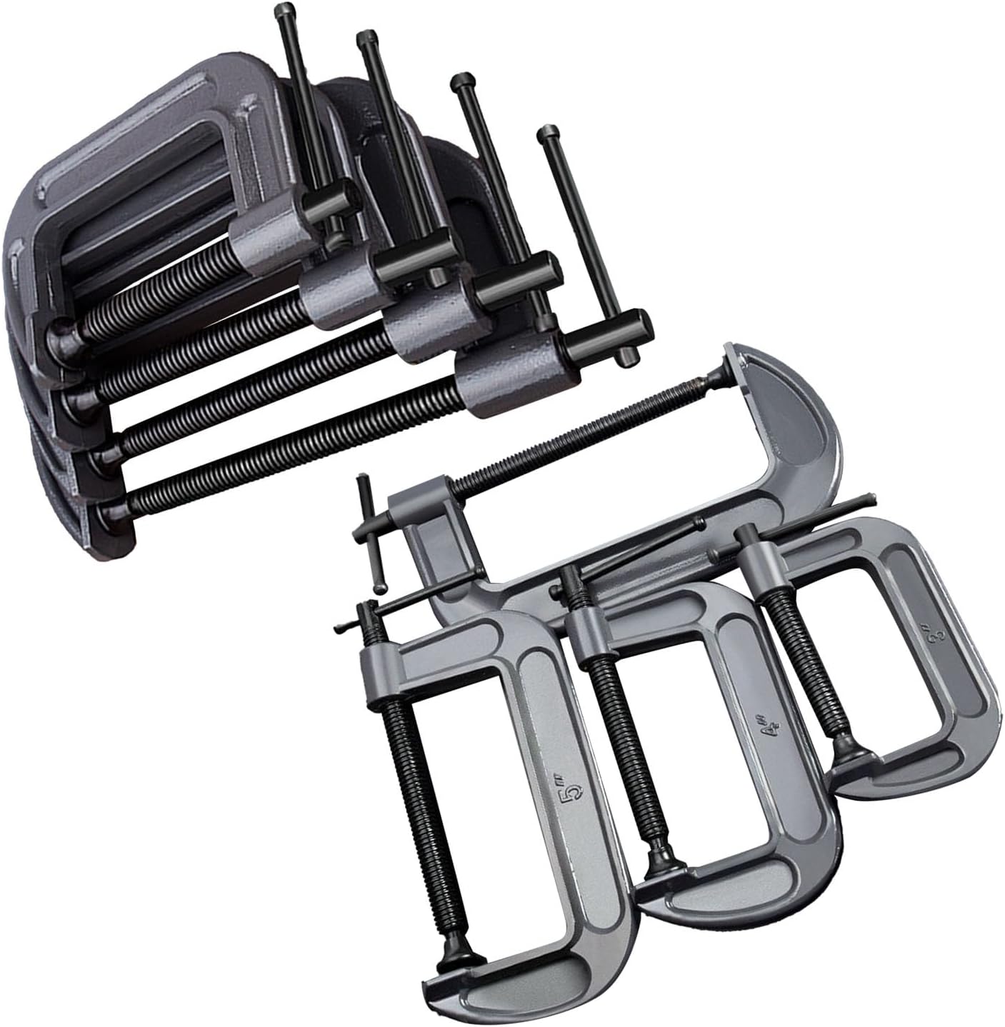 Jeanoko Steel Heavy Duty C Clamps Set Versatile Welding Clamps for Woodworking Building 4 Pc Set for Metalworking (Industrial Thickened)