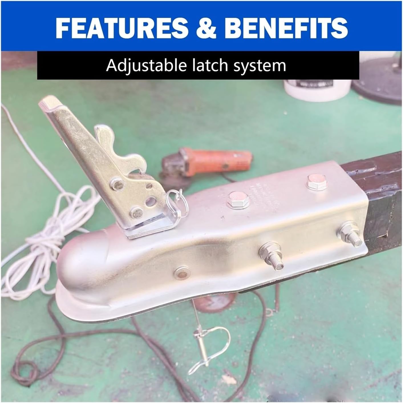 2'x 3'Straight Tongue Trailer Coupler for 3in Channel,2in Hitch Ball,5000 Lbs,Electroplated,RV Parts,Camper Caravan Accessories(Opition(1))