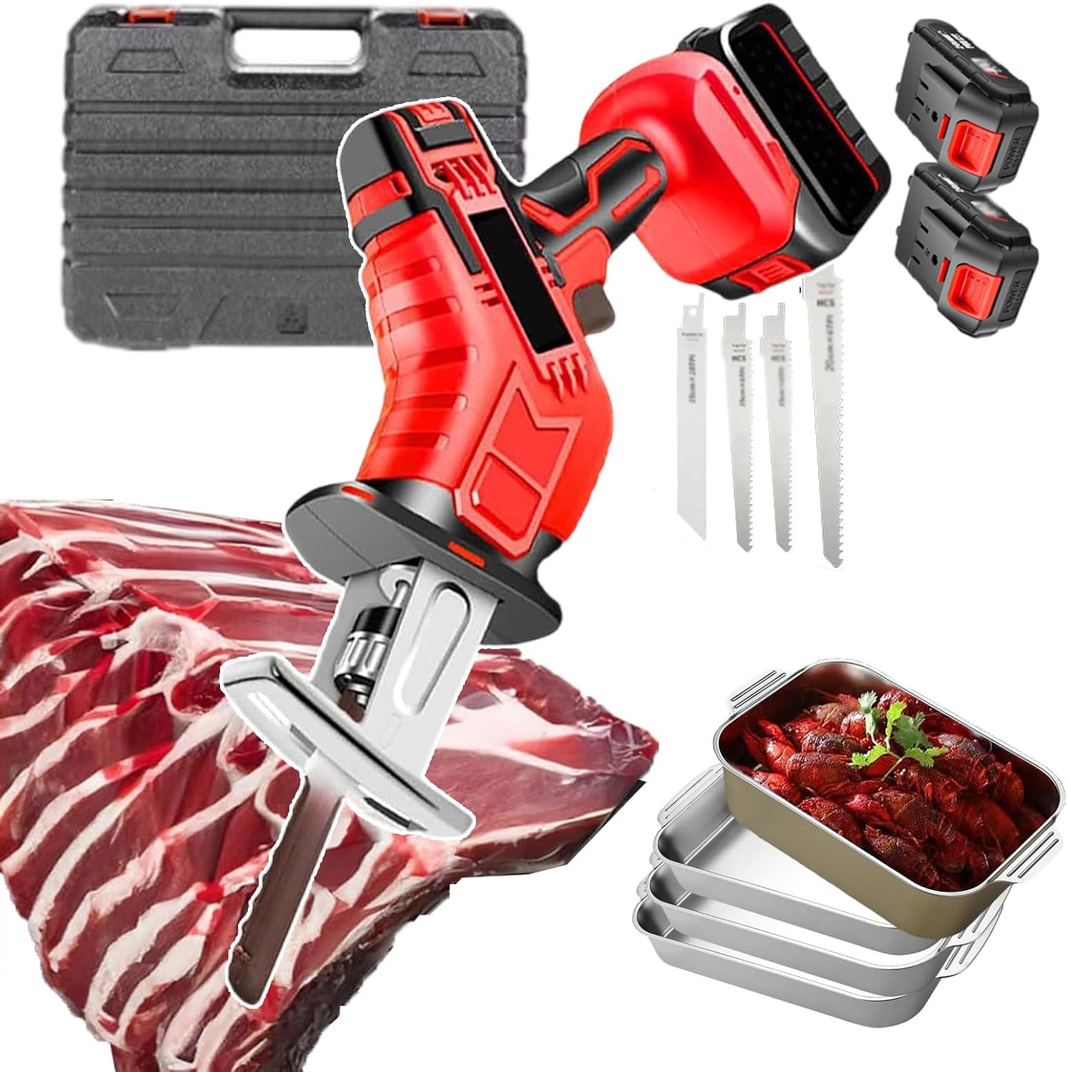 Cordless Electric Reciprocating Saw (with Battery), Professional Meat & Wood Cutting Tools, Outdoor Pruning Saw, Electric Reciprocating Saws,6AH