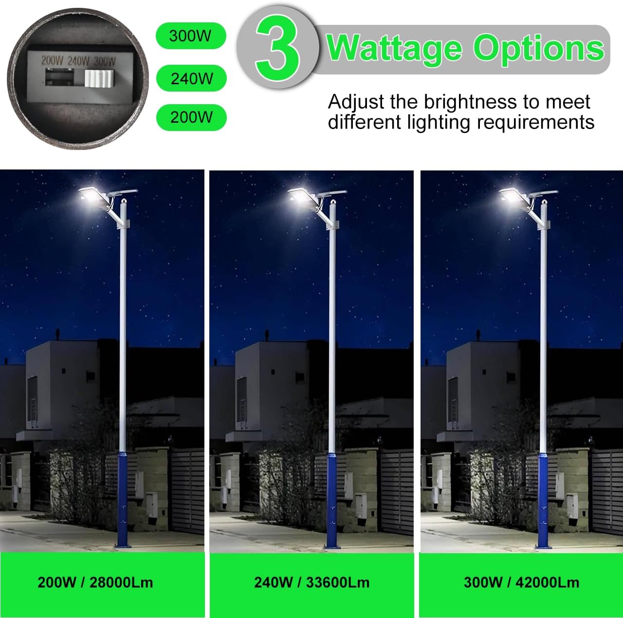 2 Pack LED Parking Lot Light 300W/240W/200W Adjustable 5700K Daylight White Shoebox Pole Light Waterproof Outdoor Area Street Court Security Lighting Fixture,UL DLC Listed