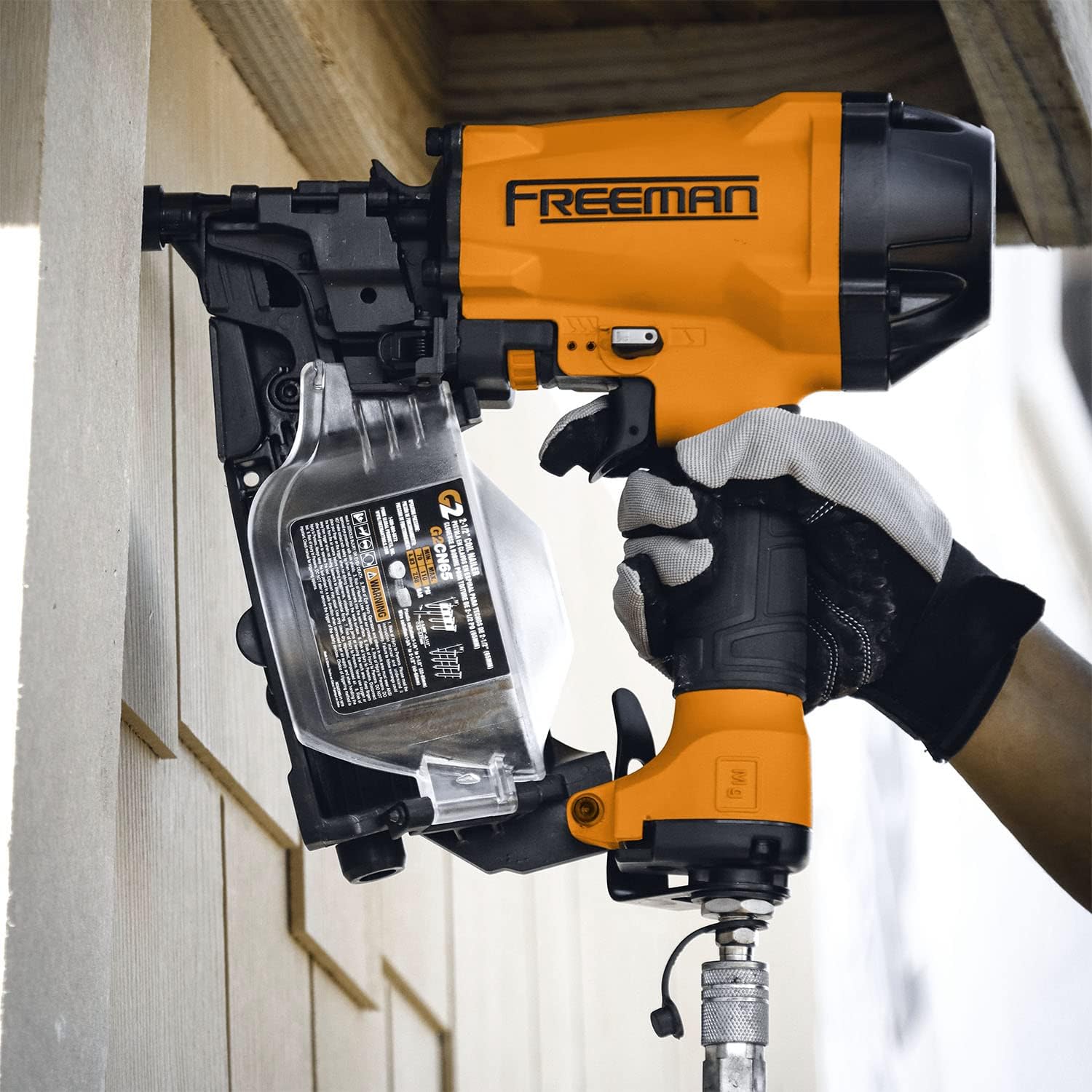 Freeman 2nd Generation Pneumatic 15° 2-1/2' Coil Siding Nailer | G2CN65 | Cedar Shingles, Roof and Wall Sheathing, Flooring Underlayment, Siding, Wood Fencing