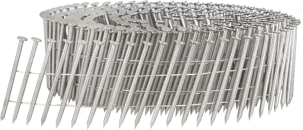 kimllier 3600 Count Coil Siding Nail Full Round Head Wire Collated Coil 15-Degree 2-Inch x .090-Inch Ring Shank 304 Stainless Steel