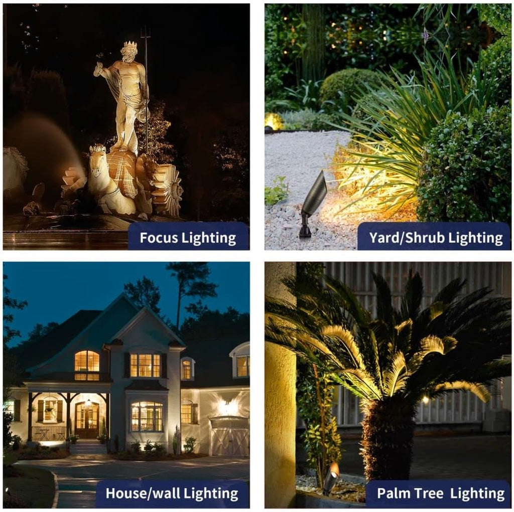 Gardenreet Low Voltage Spot Lights - Brass Landscape Spotlight Wired, 12V Outdoor LED Uplights, Waterproof 4 Inch Electrical, Bronze for Patio Wall Washer with 2700K Warm White MR16 Bulb (6 Pack)