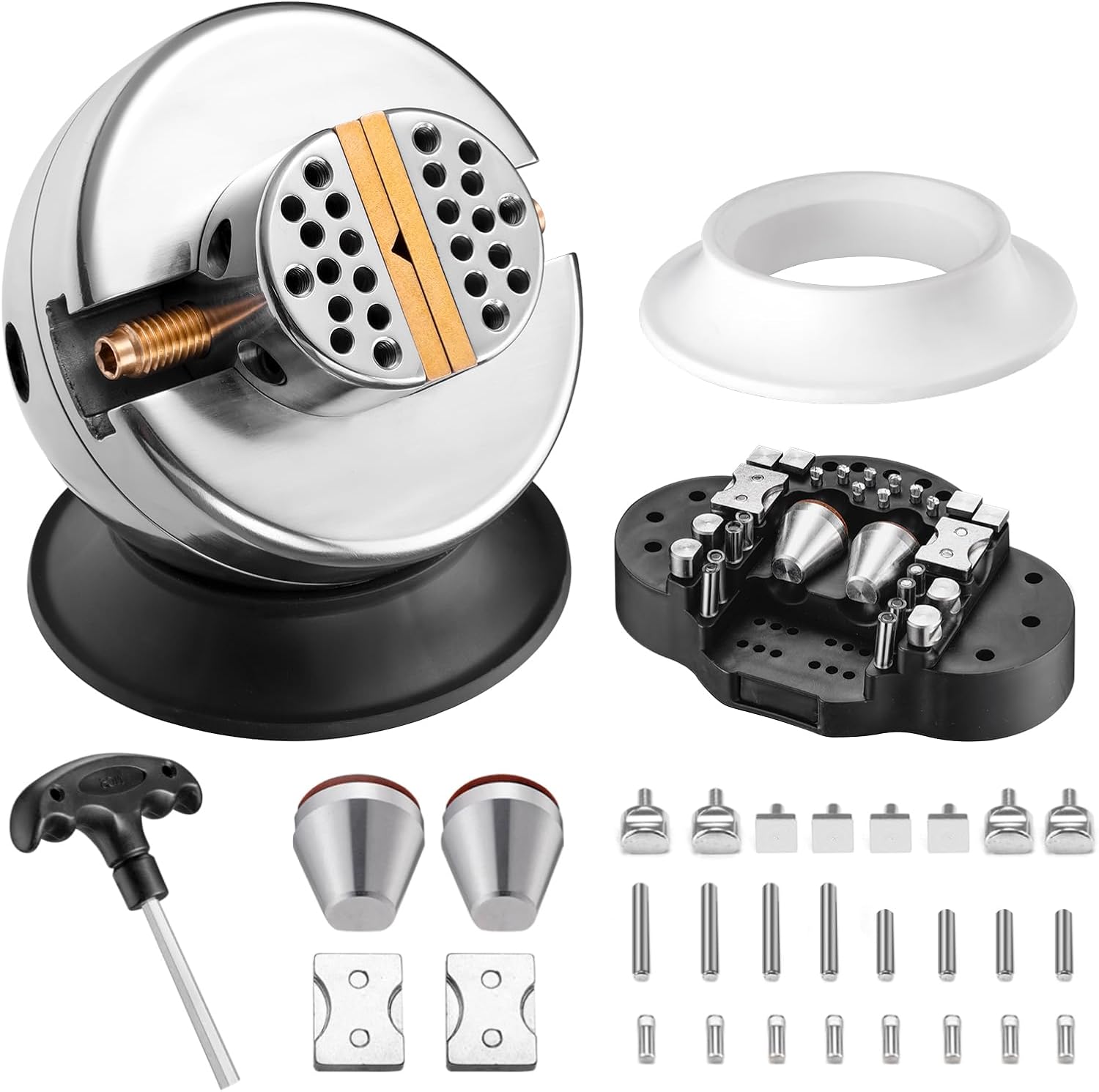 DZQ Ball Vise 4' Engraving Setting Tool 360°Rotation Professional Ball Vise 36PCS Attachment Jewelry Engraving Block Tools Standard Block