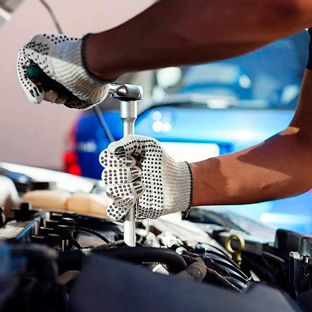 ABC PACK & SUPPLY Double Side PVC Dotted Work Gloves, Poly Cotton with Grip Dots on Both Sides, General Purpose Gloves
