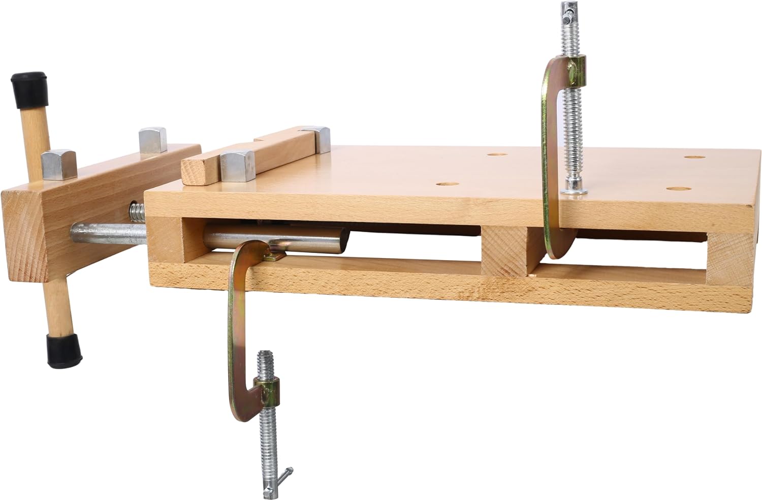 Portable Woodworking Bench Vise with 2 G-Type Fixing Clips, 4 Limit Blocks & Quick-Release Handle - Work Bench for Wood Processing
