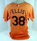 2007-08 Baltimore Orioles Lee Ellis #38 Game Used Orange Jersey BP ST 48 DP16278 - Game Used MLB Jerseys