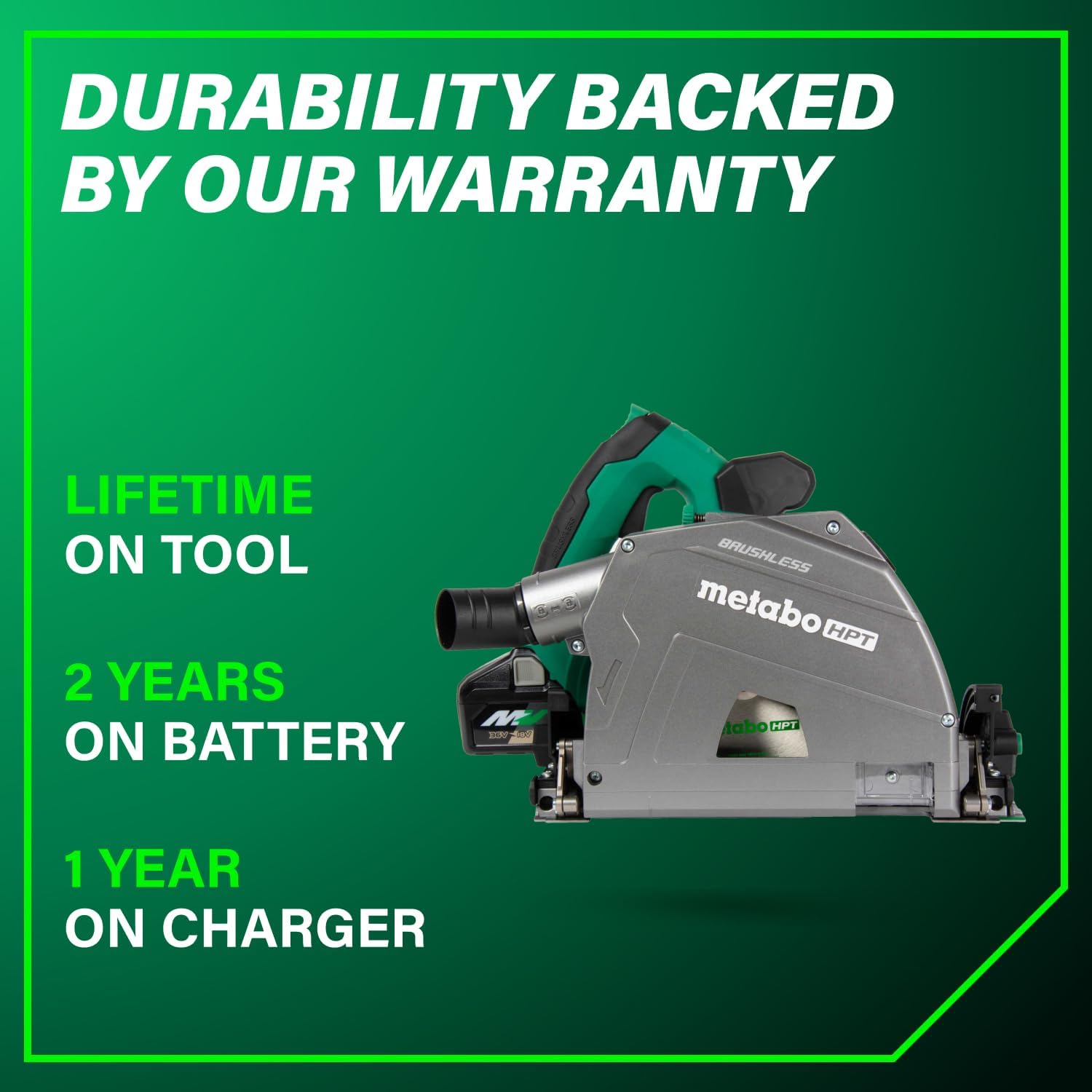 Metabo HPT 36V MultiVolt 6-1/2' Cordless Track Saw Kit, Adjustable Bevel -1 to 46°, Over 2-1/2' Cutting Depth, Lightweight Design, Includes 4.0Ah Metabo Battery and Rapid Charger, C3606DPA
