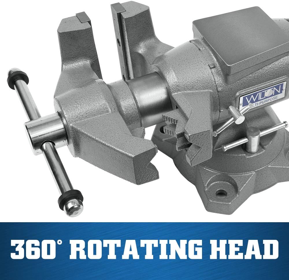 Wilton Multi-Purpose Bench Vise, 6-1/2' Jaw Width, 6-1/4' Jaw Opening, 3-1/4' Throat (Model 650P) & WEN Bench Grinder Stand, 32-Inch with Water Pot (4288T), Black
