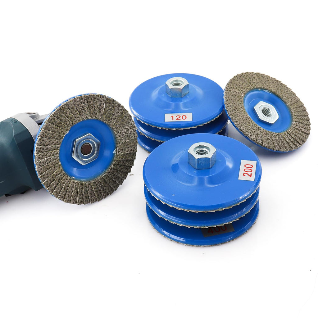 4.5 Inch Flap Sanding Disc 60/120/200/400 Grit with 5-8/11 Abrasive Grinding Wheel, Flap Wheel for Glass Stone Granite Concrete