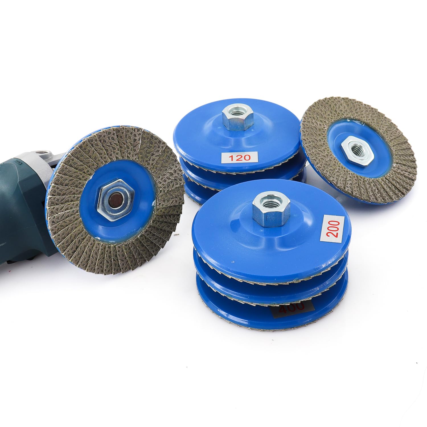 4.5 Inch Flap Sanding Disc 60/120/200/400 Grit with 5-8/11 Abrasive Grinding Wheel, Flap Wheel for Glass Stone Granite Concrete