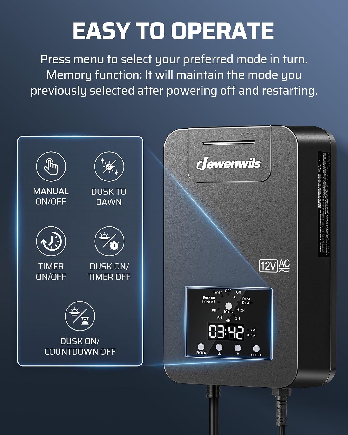 DEWENWILS Low Voltage Landscape Transformer 120V AC to 12V AC for LED Lighting, Spotlight, Pathway Light, ETL Listed