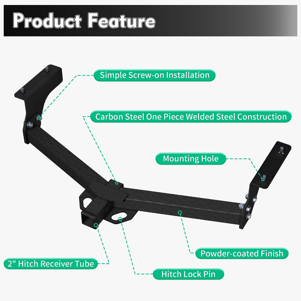 Class 3 Trailer Hitch Compatible for 2006-2018 Toyota RAV4, Heavy Duty 2' Receiver Tube, 4500 lbs GTWR, Carbon Steel Multi-Fit Hitch for Ball Mount, Bike Rack, Cargo Carrier