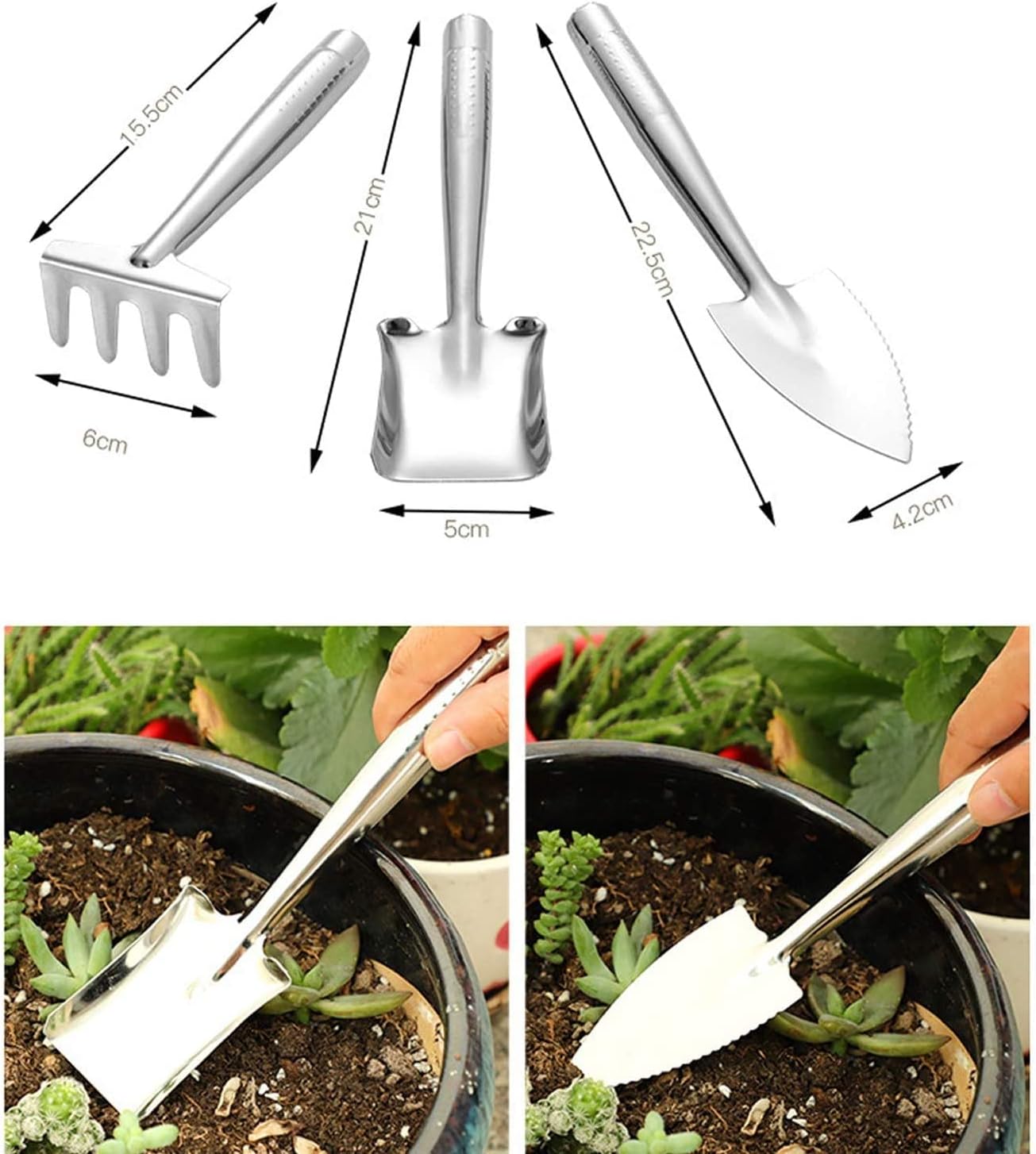 Garden Tools Set, 3 Piece Heavy Duty Gardening Tools, Stainless Steel Garden Tool Set Outdoor Gardening Hand Tools Gardening Gifts for Women Men