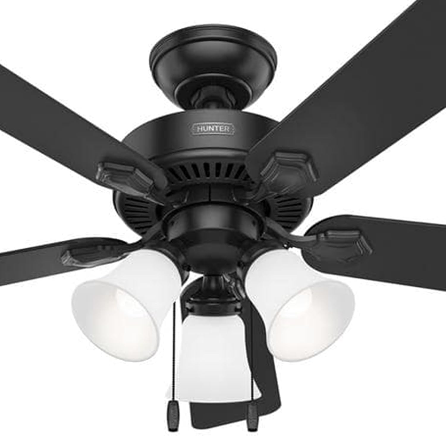 Hunter Fan 44 inch Matte Black Indoor Ceiling Fan with Light and Pull Chain for Bedroom, Living Room, Office, Basement, Kitchen, CC5C27C89 (Renewed)