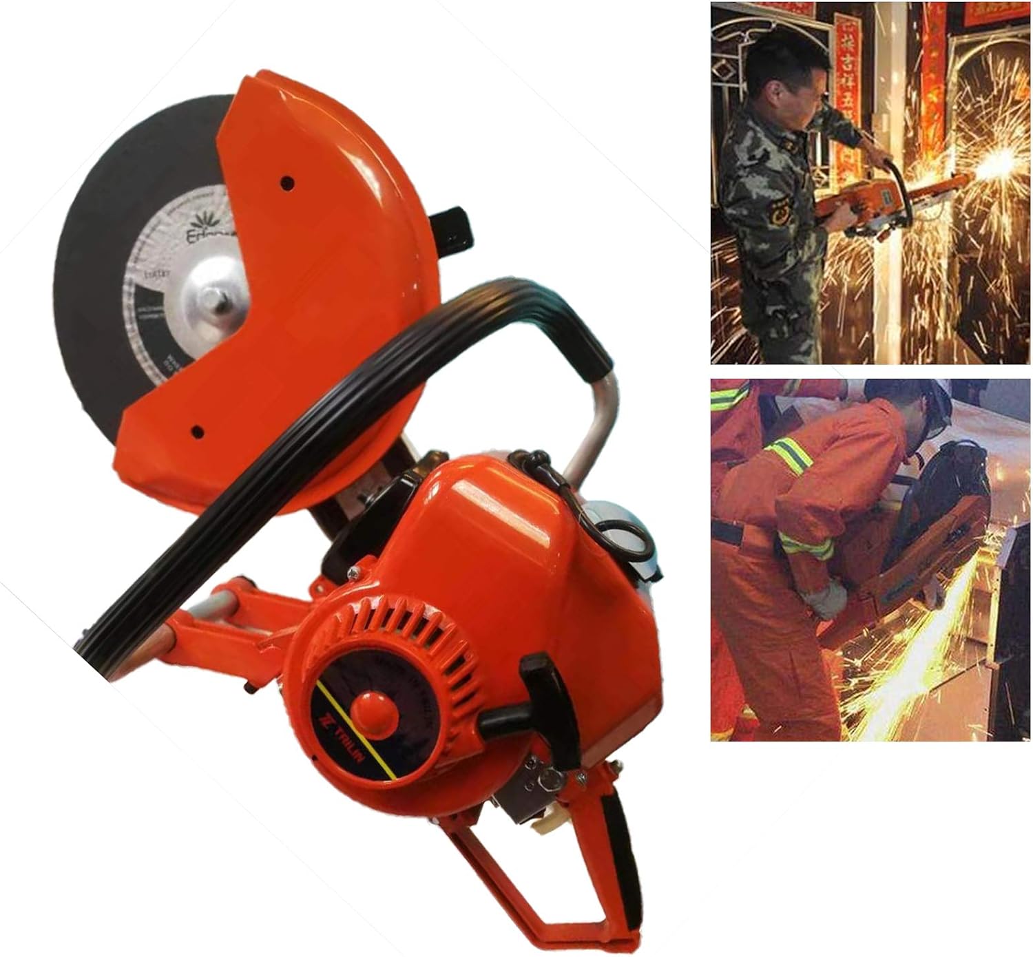 Gas Powered Concrete Saw, 6.8HP 106.8cc Cordless Gas Demolition Saw Concrete Cutter with Blade Gasoline Cutting Saws for Brick, Wood, Stone, Granite