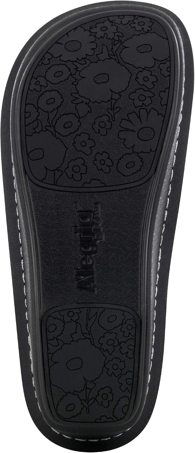 Alegria Women's Paloma Mary Jane Nurse Shoe Clogs Comfort Leather Black Embossed Rose 12 W US