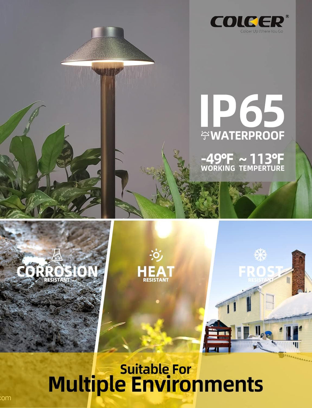 COLOER Brass Low Voltage Pathway Lights Wired 4-Pack with 3W LED G4 Bulb,12V Waterproof China Hat Outdoor Path Lighting for Yard, Patio, Landscape, Planter, Walkway(602B)
