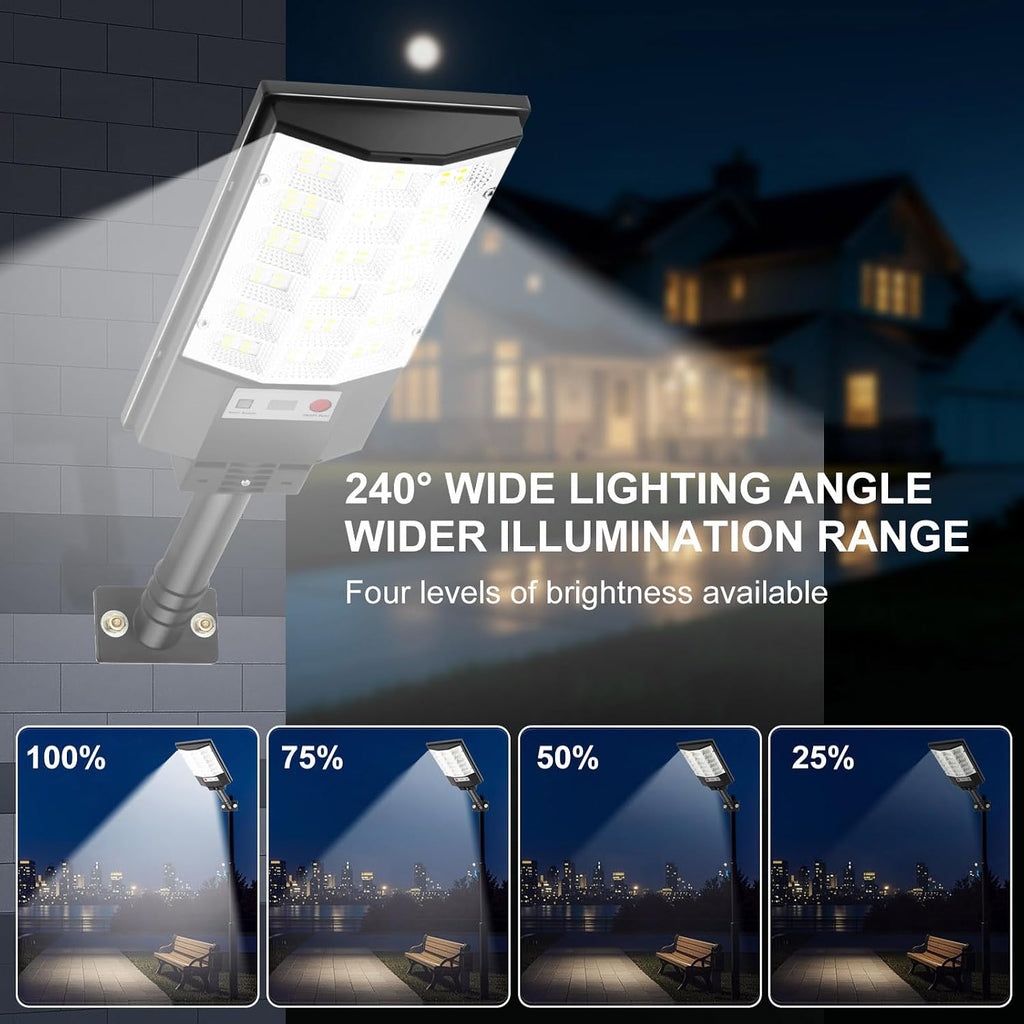 4 Pack Solar Outdoor Lights, Motion Sensor Flood Light, Dusk to Dawn Street Lights with Remote Control, IP66 Waterproof Solar Powered Parking Lot Lights, 6500k Dimmable Security Lamps