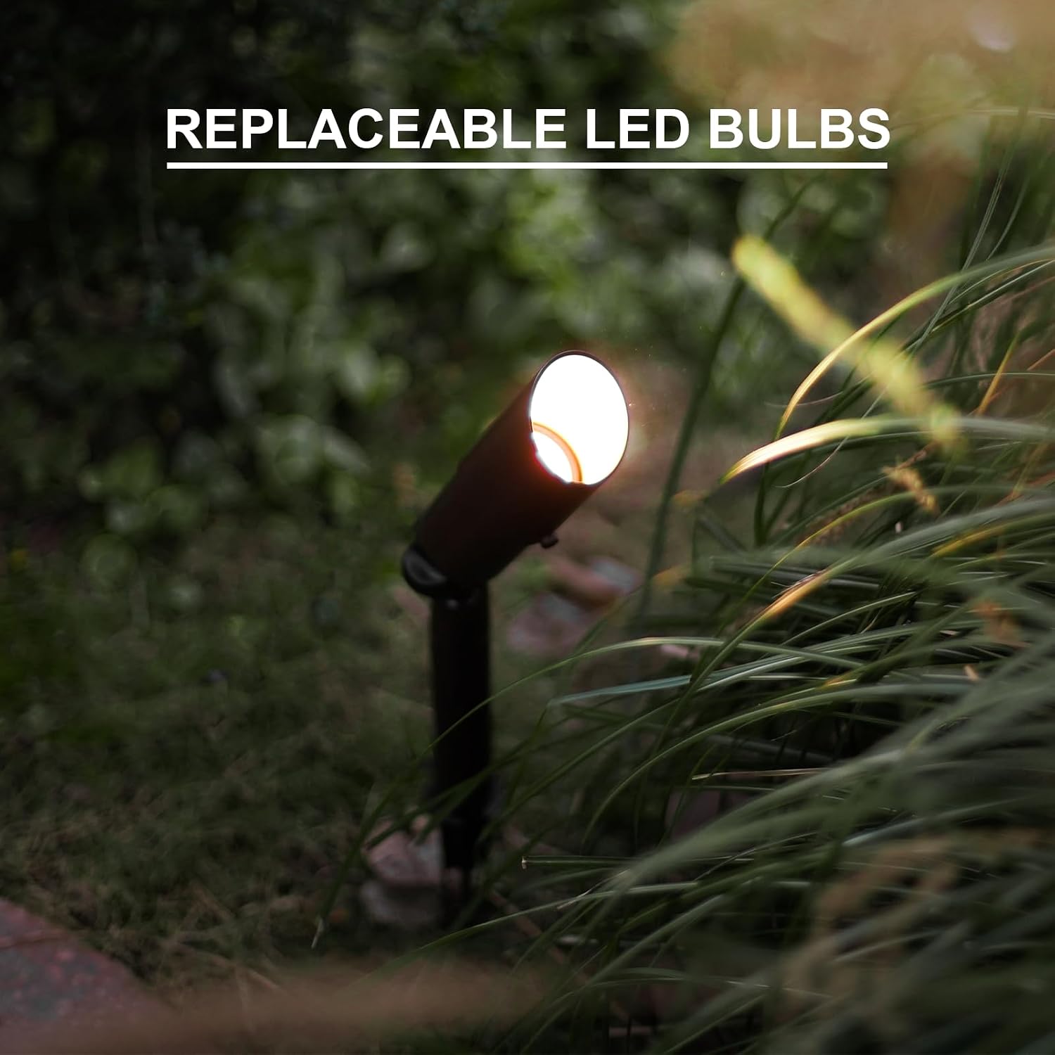 GOODSMANN 8PK Low Voltage Landscape Lighting Kits 8PK Floodlight & Spotlight 3W LED 200 Lumen Replaceable Bulbs 3000K Warm White 12V AC Tree Lights Garden Up Light Hardwired Lighting Cable Connectors