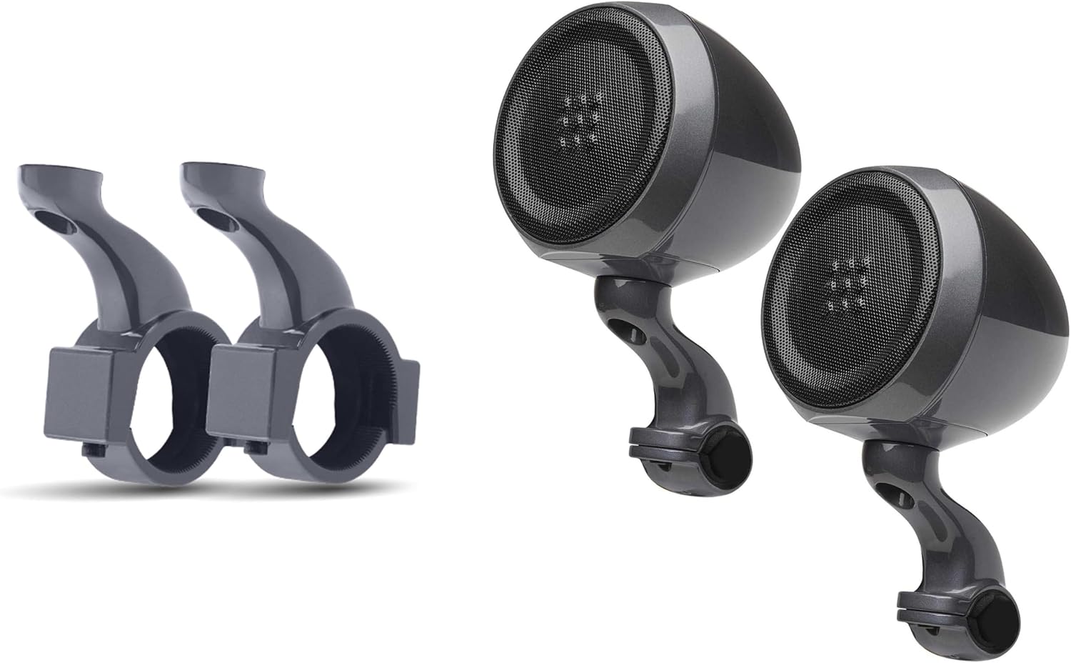PowerBass XL-PS200-2.75' Amplified Bluetooth Speaker Pods with XL-PS2CLAMP Universal C-Clamp that Fits 1.25' - 2.0' bar