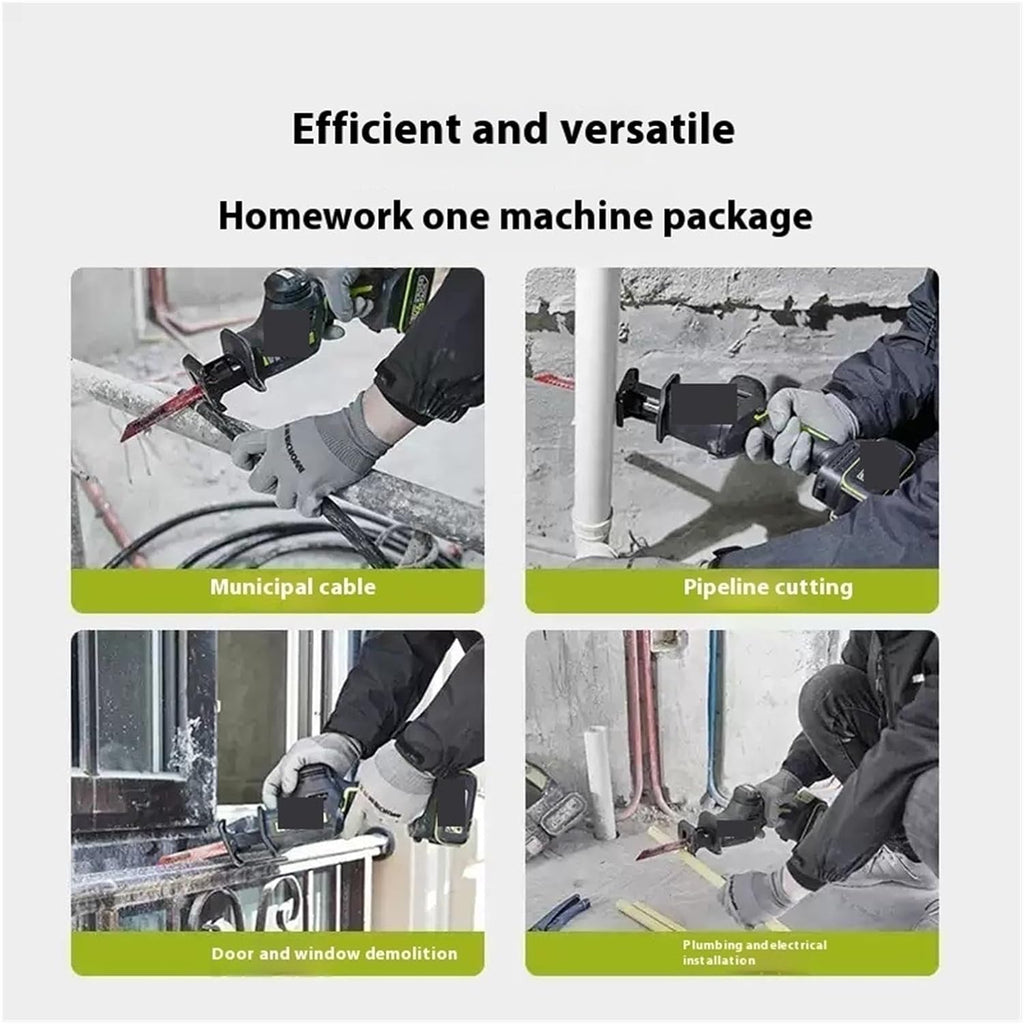 Reciprocating Saw, Cordless Brushless Reciprocating Saw Electric Handheld Cutting Saw for Metal and Wood(2.0A single battery)