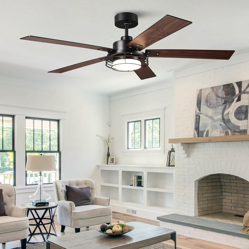 Ceiling Fans with Lights and Remote – Modern Low Profile Fandelier Ceiling Fan with Light for Bedroom & Outdoor Patio,Black 52 Inch DC Motor