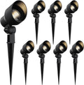 Landscape Spotlights Low Voltage Spot Lights Outdoor Lighting 8PK 6W LED 145 Lumens Weatherproof Floodlights 12V AC Metal Yard Lights with Connectors and Stakes for Tree Building Fence