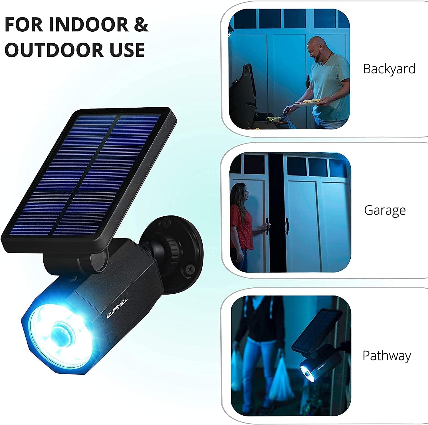 Bell+Howell Bionic Spotlight Motion Solar Spot Lights Outdoor Waterproof, Landscape Lights, Outdoor Solar Yard Lights Weather Resistant, Super Bright LED Lights, for Garden, Lawn As Seen On TV