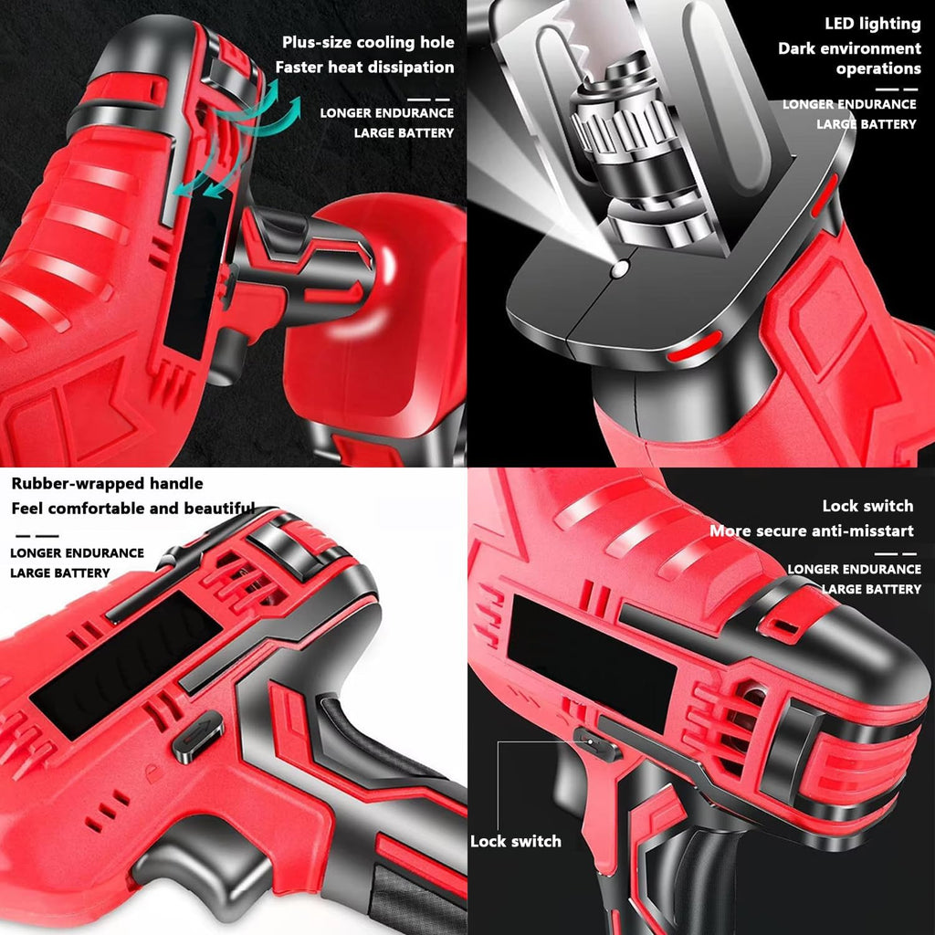 Lightweight Reciprocating Saw, Electric Meat Saw, 4 Saw Blades, 2 3000mah Battery, Built-In Safety Lock, Stroke Speed 2000/Min, Suitable for Cutting Bones and Meat
