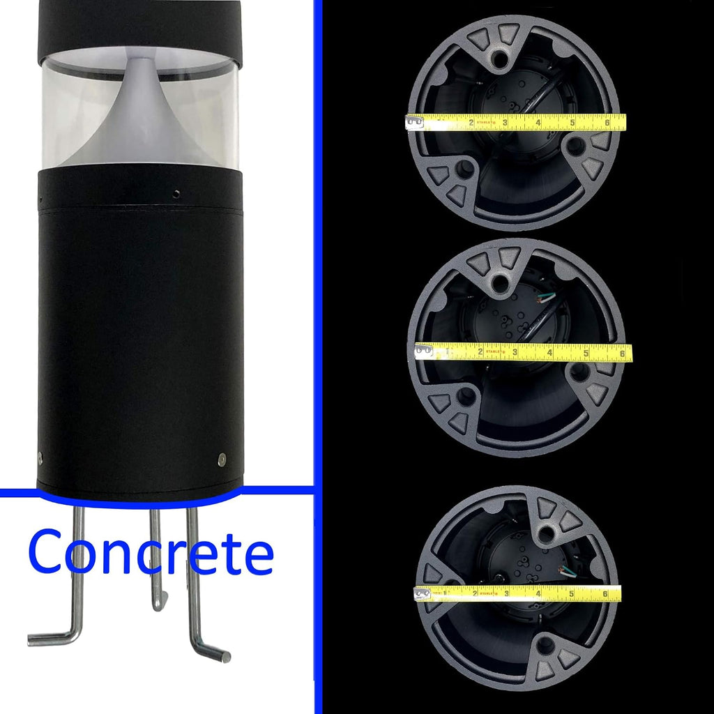 LED Bollard Landscape Lights 25' 10W 3CCT 3000K/4000K/5000K 120-277V Commercial/Residential Lighting Fixture for Garden, Pathway, Driveway. Rated IP65 Suitable for Wet Locations, ETL Listed (4 Pack)