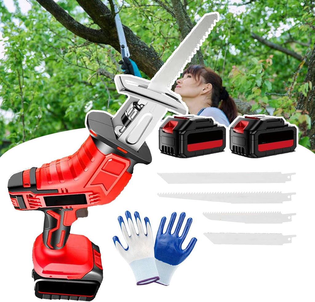 Cordless Reciprocating Saw,Electric Bone Saw Butchers Saw,Bone Cutting Saw,Large Capacity Battery-Long-Lasting/Led Lighting,With12 Gloves,for Wood/Metal/PVC Cuting