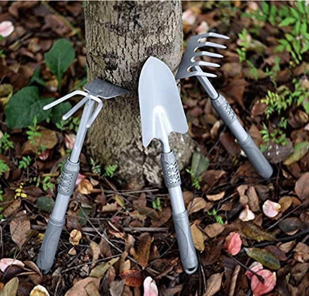 Planting Tools Practical Set Home Gardening Flower Shovel Planting Flowers and Vegetables Small Shovel Silver Three-Piece Set Gardening Gifts for Women Men (Color : Silver)