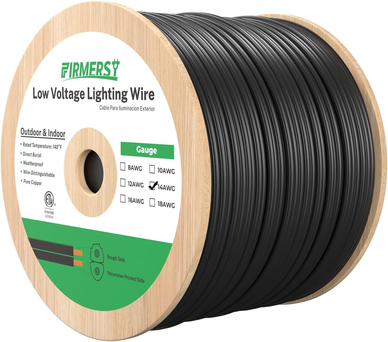 FIRMERST 14/2 Low Voltage Landscape Wire Outdoor Lighting Cable 1000 Feet