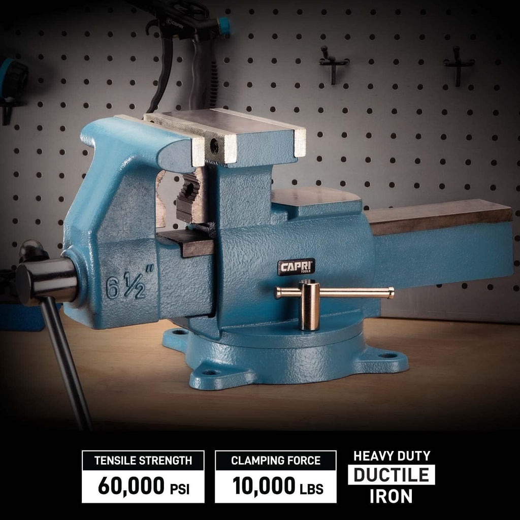 Capri Tools 6-1/2 in. Reversible Bench Vise, 6.5 in. Jaw Width, 6.7 in. & 10.8 in. Jaw Opening