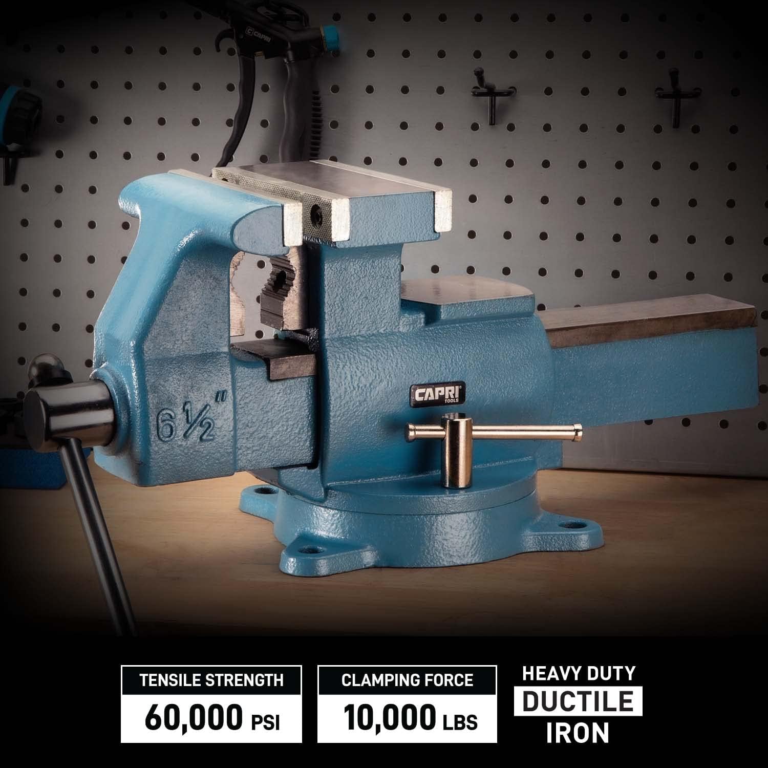 Capri Tools 6-1/2 in. Reversible Bench Vise, 6.5 in. Jaw Width, 6.7 in. & 10.8 in. Jaw Opening